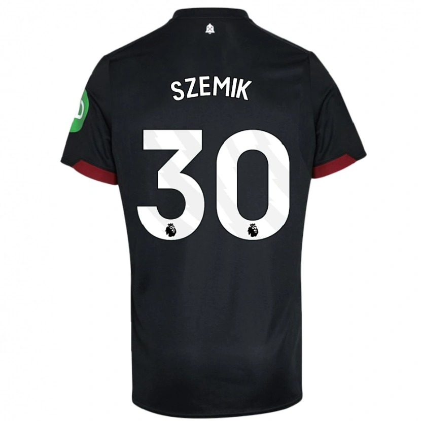 Danxen Hombre Camiseta Kinga Szemik #30 Negro Blanco 2ª Equipación 2024/25 La Camisa