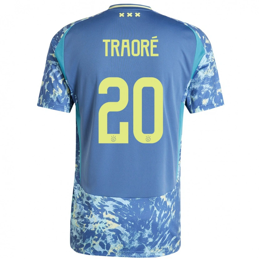 Danxen Hombre Camiseta Bertrand Traoré #20 Gris Azul Amarillo 2ª Equipación 2024/25 La Camisa