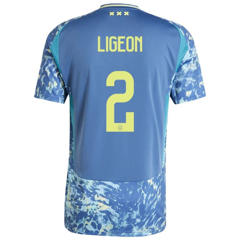 Danxen Hombre Camiseta Ruben Ligeon #2 Gris Azul Amarillo 2ª Equipación 2024/25 La Camisa