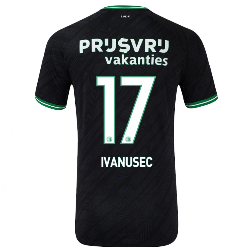 Danxen Hombre Camiseta Luka Ivanusec #17 Negro Verde 2ª Equipación 2024/25 La Camisa