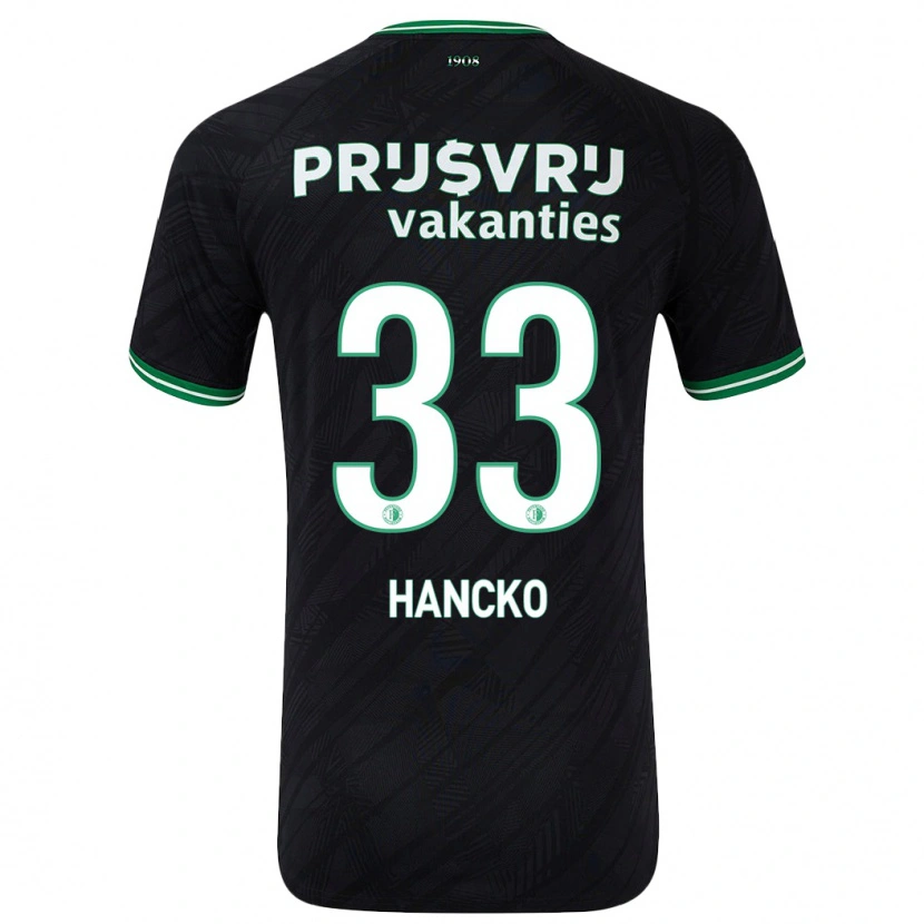 Danxen Hombre Camiseta Dávid Hancko #33 Negro Verde 2ª Equipación 2024/25 La Camisa