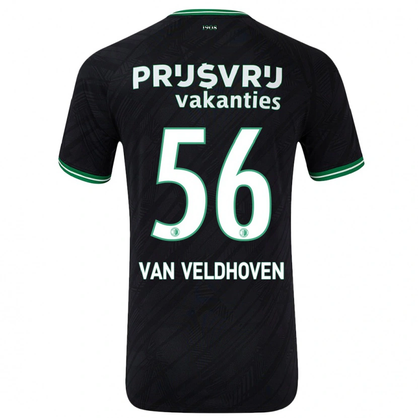 Danxen Hombre Camiseta Kars Van Veldhoven #56 Negro Verde 2ª Equipación 2024/25 La Camisa