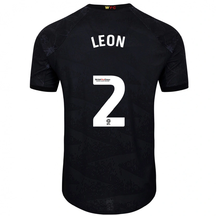 Danxen Hombre Camiseta Lucía León #2 Negro Blanco 2ª Equipación 2024/25 La Camisa