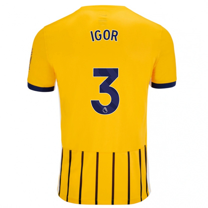 Danxen Hombre Camiseta Igor #3 Dorado Azul Rayas 2ª Equipación 2024/25 La Camisa