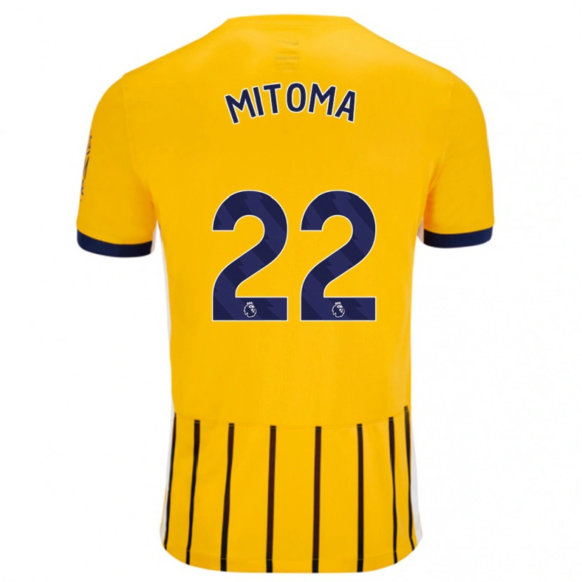Danxen Hombre Camiseta Kaoru Mitoma #22 Dorado Azul Rayas 2ª Equipación 2024/25 La Camisa