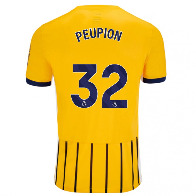 Danxen Hombre Camiseta Cameron Peupion #32 Dorado Azul Rayas 2ª Equipación 2024/25 La Camisa