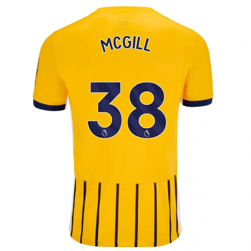 Danxen Hombre Camiseta Tom Mcgill #38 Dorado Azul Rayas 2ª Equipación 2024/25 La Camisa
