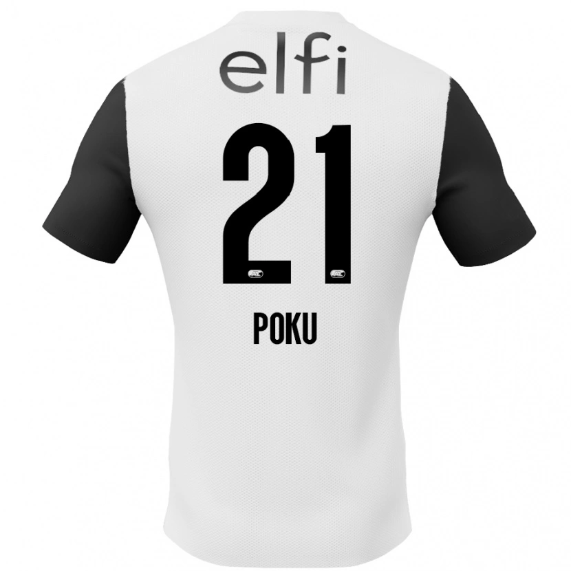 Danxen Hombre Camiseta Ernest Poku #21 Blanco Negro 2ª Equipación 2024/25 La Camisa