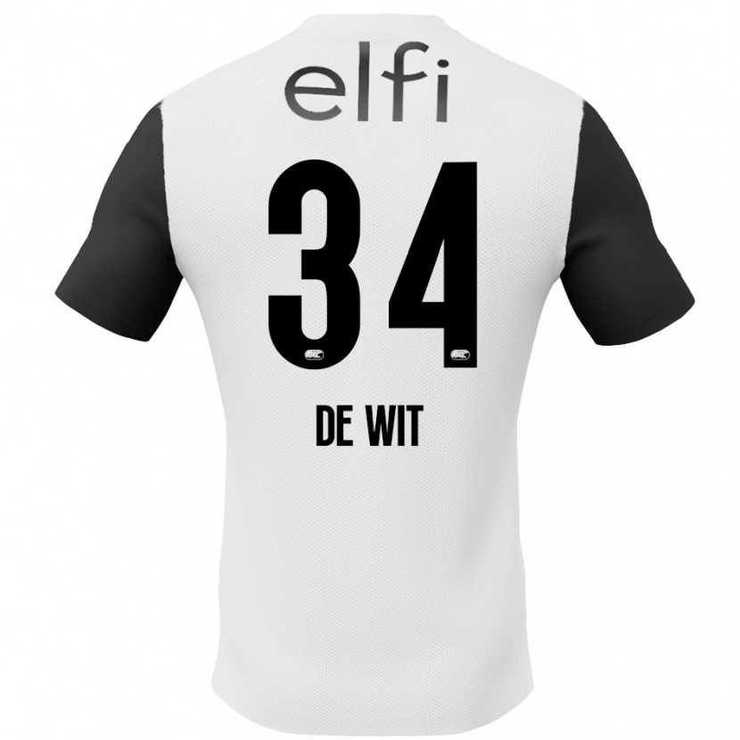 Danxen Hombre Camiseta Mees De Wit #34 Blanco Negro 2ª Equipación 2024/25 La Camisa