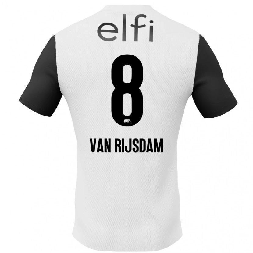 Danxen Hombre Camiseta Julian Van Rijsdam #8 Blanco Negro 2ª Equipación 2024/25 La Camisa