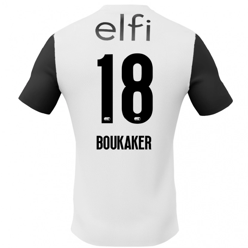 Danxen Hombre Camiseta Romaissa Boukaker #18 Blanco Negro 2ª Equipación 2024/25 La Camisa