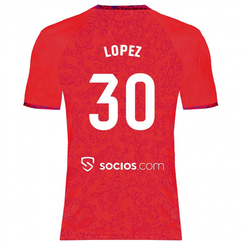 Danxen Hombre Camiseta Alba López #30 Rojo 2ª Equipación 2024/25 La Camisa