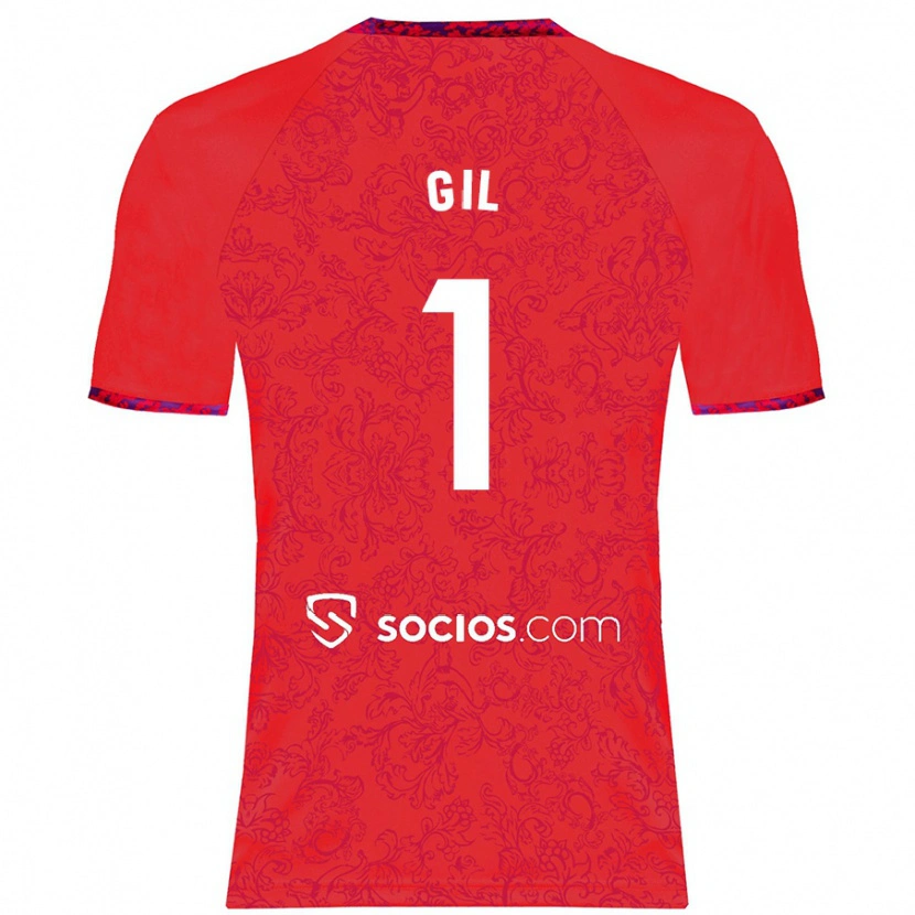 Danxen Hombre Camiseta David Gil #1 Rojo 2ª Equipación 2024/25 La Camisa