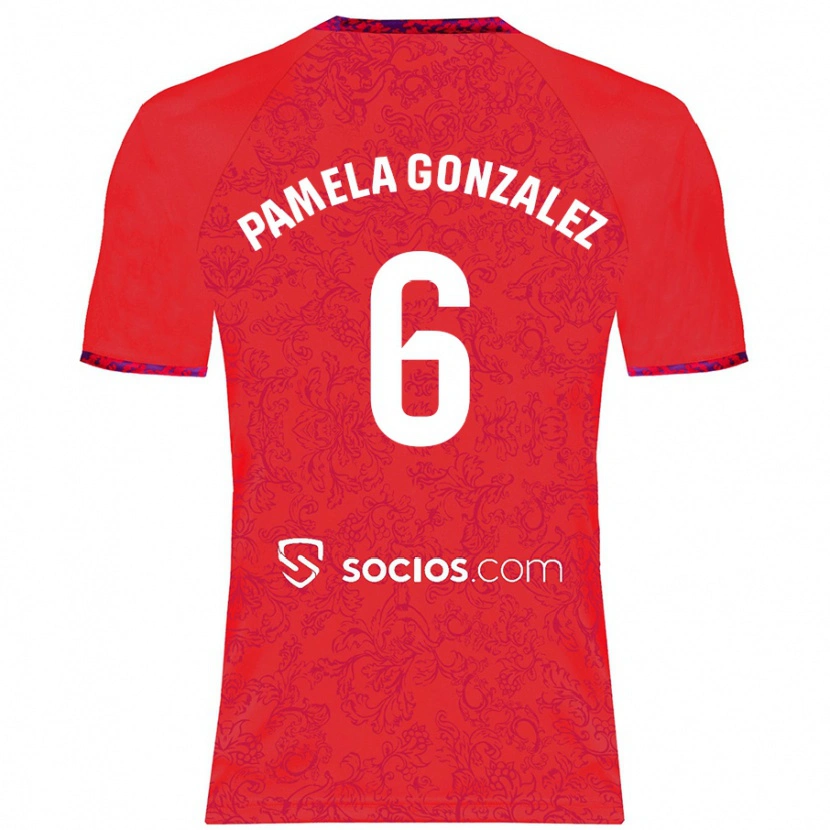 Danxen Hombre Camiseta Cinthia Pamela González Medina #6 Rojo 2ª Equipación 2024/25 La Camisa