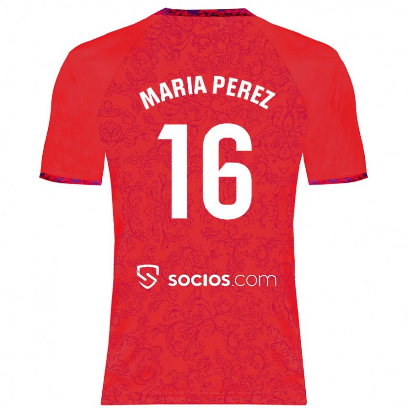 Danxen Hombre Camiseta María Pérez Rabaza #16 Rojo 2ª Equipación 2024/25 La Camisa
