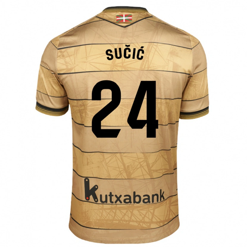 Danxen Hombre Camiseta Luka Sucic #24 Marrón 2ª Equipación 2024/25 La Camisa