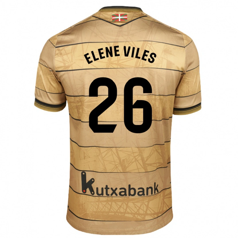 Danxen Hombre Camiseta Elene Viles Odriozola #26 Marrón 2ª Equipación 2024/25 La Camisa
