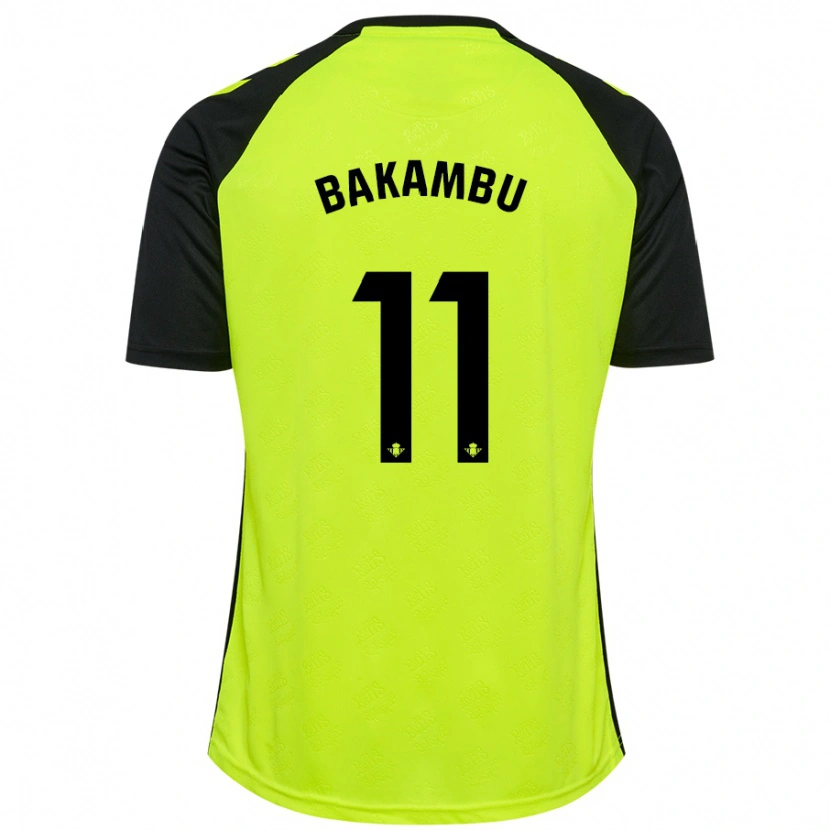 Danxen Hombre Camiseta Cédric Bakambu #11 Amarillo Fluorescente Negro 2ª Equipación 2024/25 La Camisa
