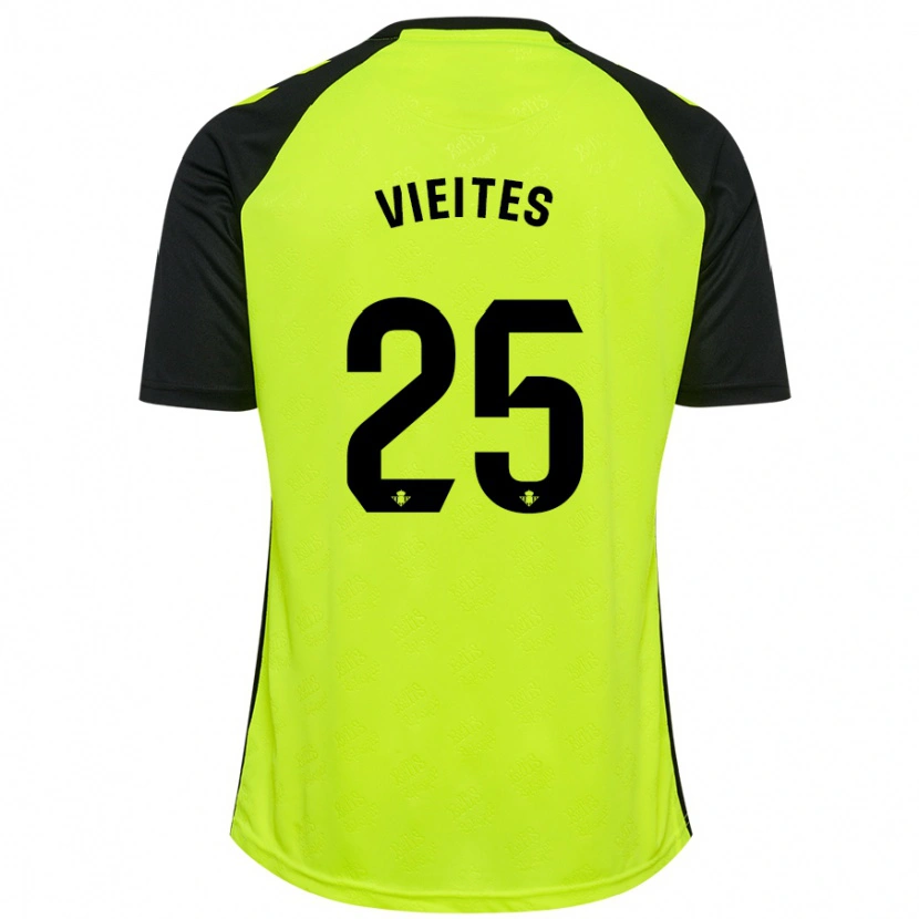 Danxen Hombre Camiseta Fran Vieites #25 Amarillo Fluorescente Negro 2ª Equipación 2024/25 La Camisa