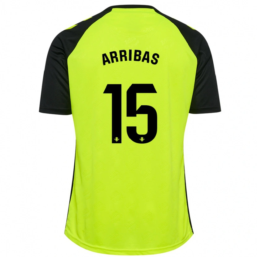 Danxen Hombre Camiseta Sergio Arribas #15 Amarillo Fluorescente Negro 2ª Equipación 2024/25 La Camisa