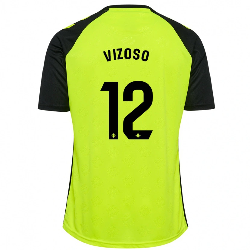 Danxen Hombre Camiseta Paula Vizoso Prieto #12 Amarillo Fluorescente Negro 2ª Equipación 2024/25 La Camisa