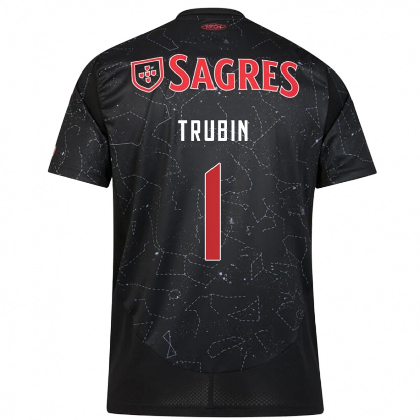 Danxen Hombre Camiseta Anatoliy Trubin #1 Negro Rojo 2ª Equipación 2024/25 La Camisa