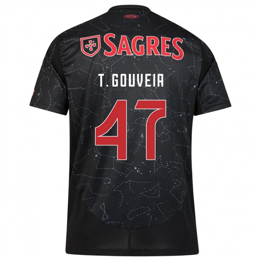 Danxen Hombre Camiseta Tiago Gouveia #47 Negro Rojo 2ª Equipación 2024/25 La Camisa