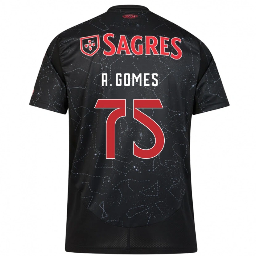 Danxen Hombre Camiseta André Gomes #75 Negro Rojo 2ª Equipación 2024/25 La Camisa