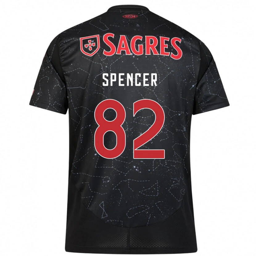 Danxen Hombre Camiseta Diogo Spencer #82 Negro Rojo 2ª Equipación 2024/25 La Camisa