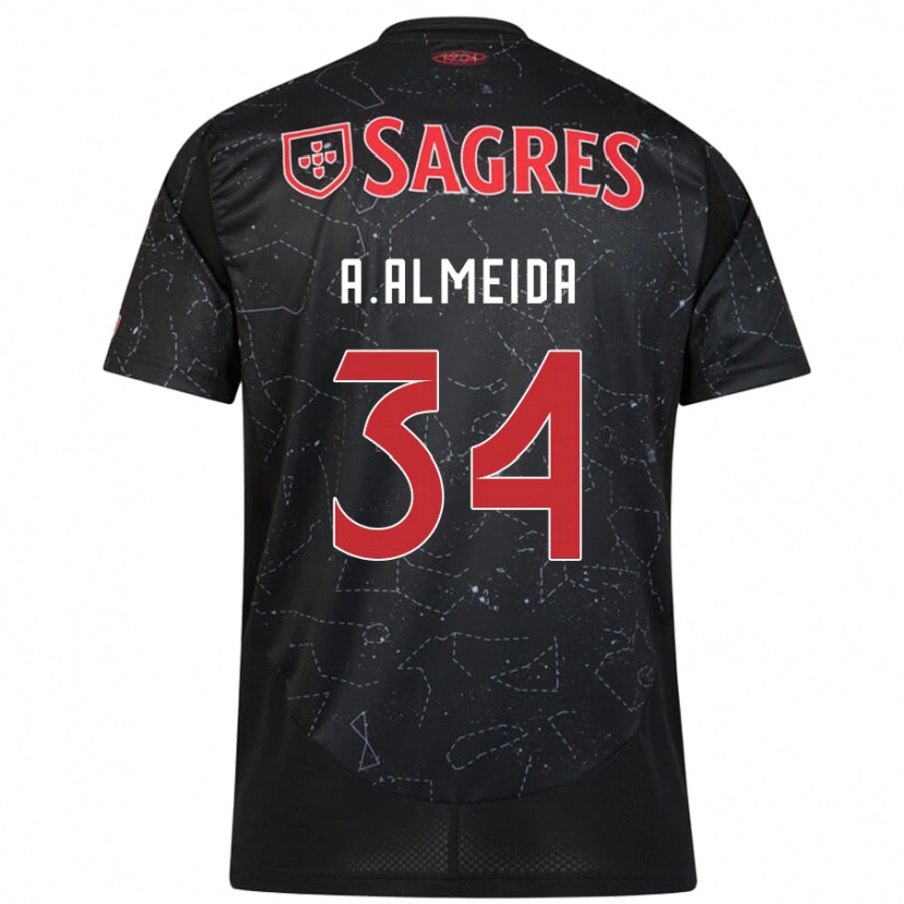 Danxen Hombre Camiseta Andre Almeida #34 Negro Rojo 2ª Equipación 2024/25 La Camisa