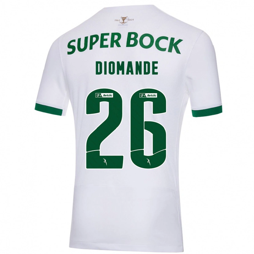 Danxen Hombre Camiseta Ousmane Diomande #26 Blanco Verde 2ª Equipación 2024/25 La Camisa
