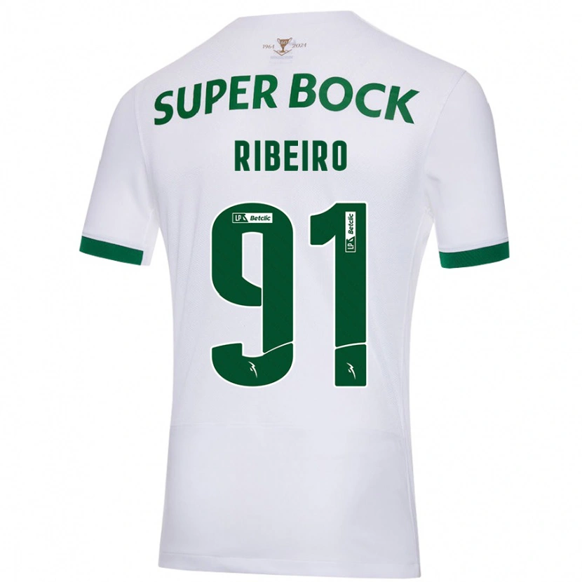 Danxen Hombre Camiseta Rodrigo Ribeiro #91 Blanco Verde 2ª Equipación 2024/25 La Camisa