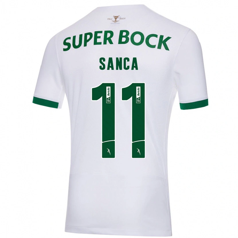 Danxen Hombre Camiseta Pedro Sanca #11 Blanco Verde 2ª Equipación 2024/25 La Camisa