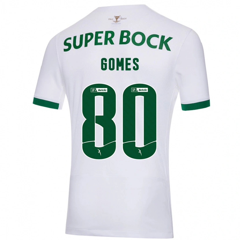 Danxen Hombre Camiseta Luís Gomes #80 Blanco Verde 2ª Equipación 2024/25 La Camisa