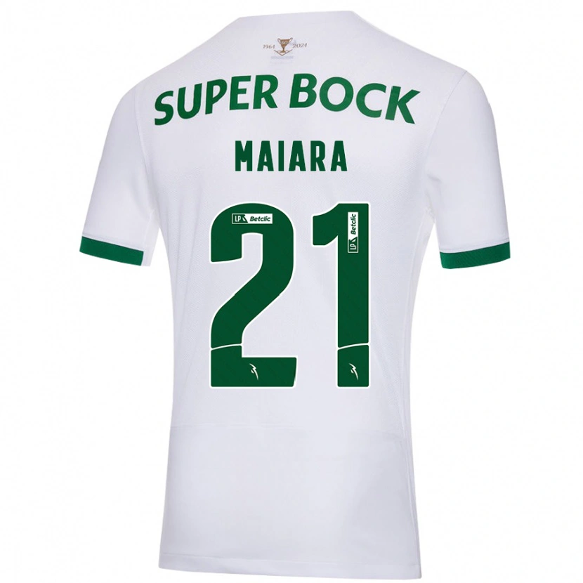 Danxen Hombre Camiseta Maiara Carolina Niehues #21 Blanco Verde 2ª Equipación 2024/25 La Camisa