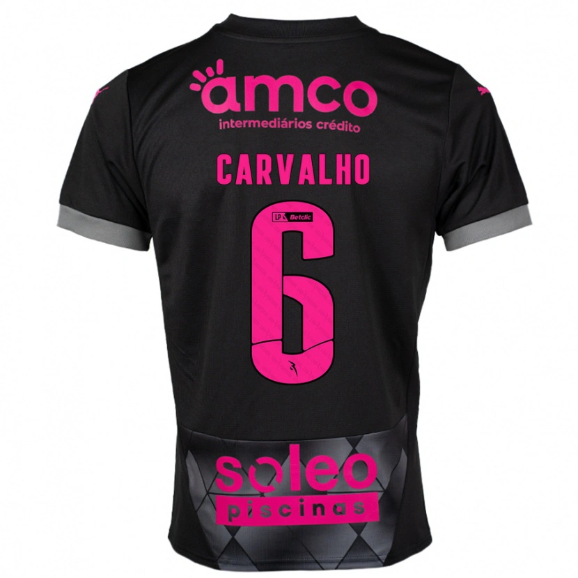 Danxen Hombre Camiseta Vitor Carvalho #6 Negro Rosa 2ª Equipación 2024/25 La Camisa