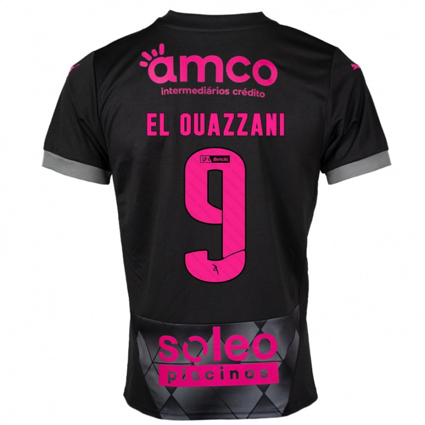Danxen Hombre Camiseta Amine El Ouazzani #9 Negro Rosa 2ª Equipación 2024/25 La Camisa