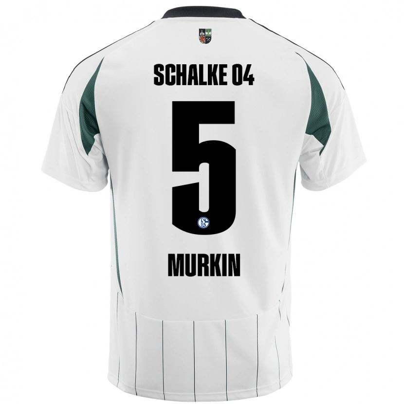 Danxen Hombre Camiseta Derry Murkin #5 Blanco Verde 2ª Equipación 2024/25 La Camisa