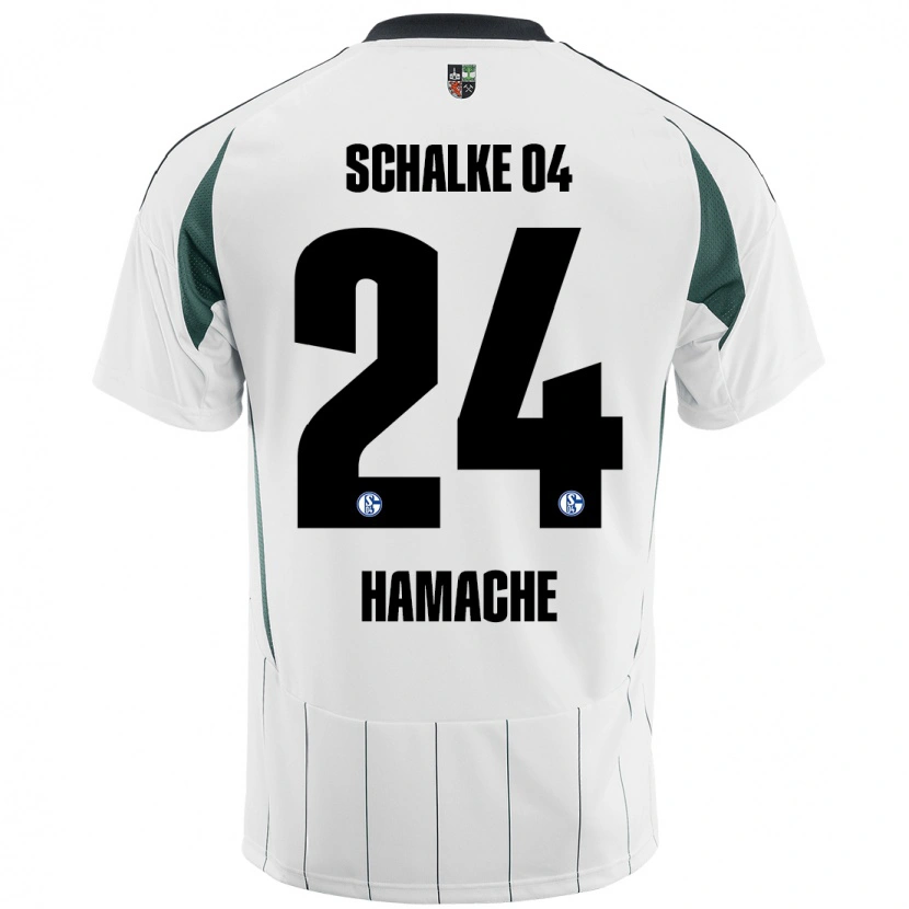 Danxen Hombre Camiseta Ilyes Hamache #24 Blanco Verde 2ª Equipación 2024/25 La Camisa