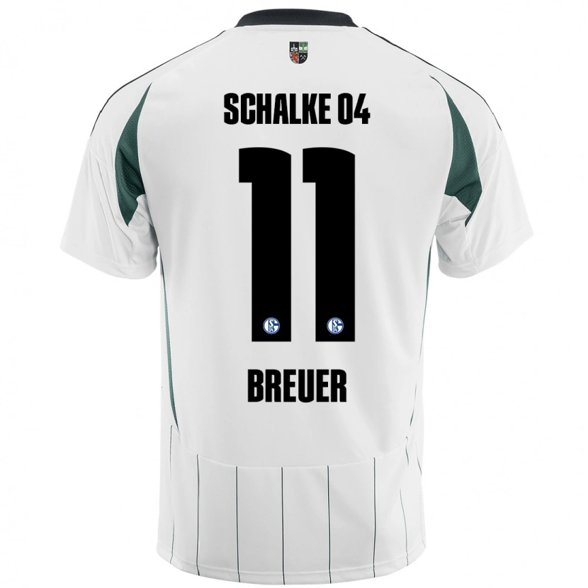 Danxen Hombre Camiseta Simon Breuer #11 Blanco Verde 2ª Equipación 2024/25 La Camisa