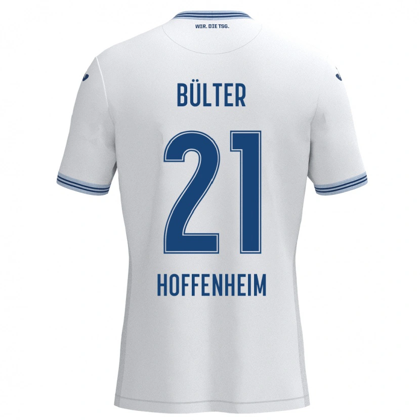 Danxen Hombre Camiseta Marius Bülter #21 Blanco Azul 2ª Equipación 2024/25 La Camisa
