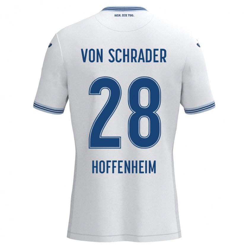Danxen Hombre Camiseta Lina Von Schrader #28 Blanco Azul 2ª Equipación 2024/25 La Camisa