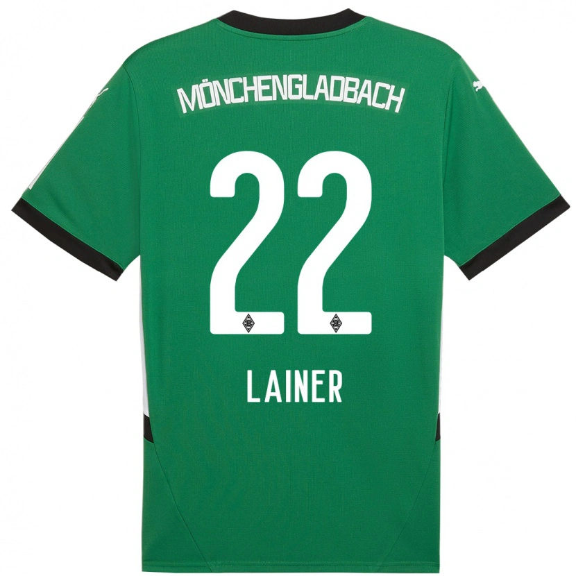 Danxen Hombre Camiseta Stefan Lainer #22 Verde Blanco 2ª Equipación 2024/25 La Camisa