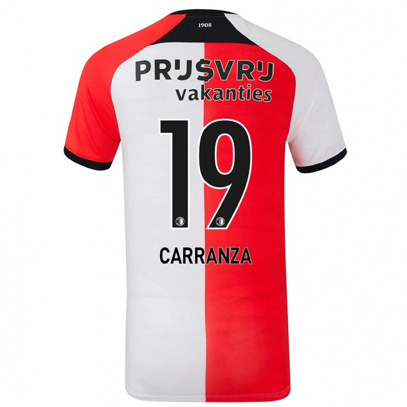 Danxen Mujer Camiseta Julián Carranza #19 Rojo Blanco 1ª Equipación 2024/25 La Camisa