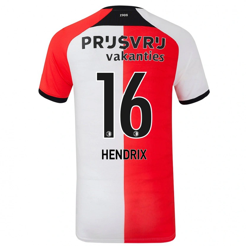Danxen Mujer Camiseta Jorrit Hendrix #16 Rojo Blanco 1ª Equipación 2024/25 La Camisa