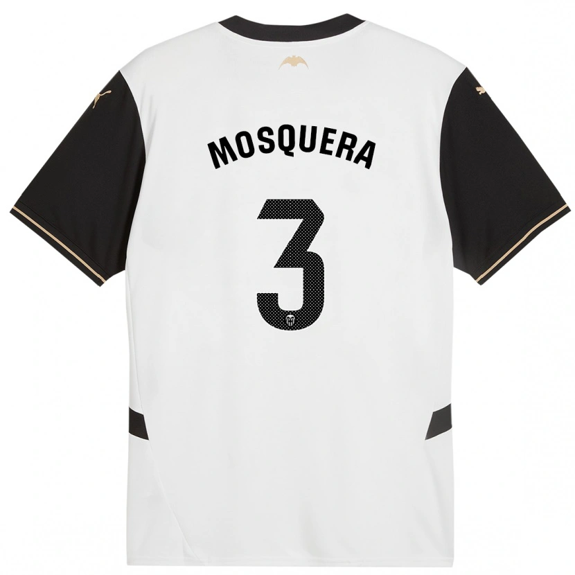Danxen Mujer Camiseta Cristhian Mosquera #3 Blanco Negro 1ª Equipación 2024/25 La Camisa