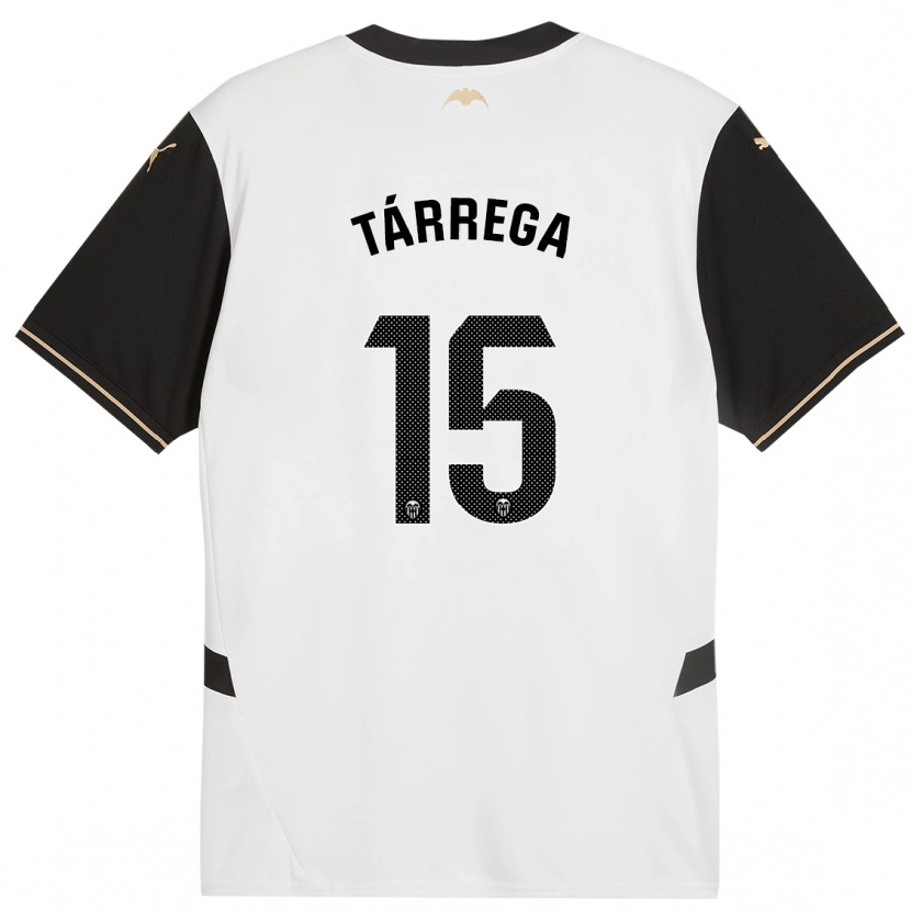 Danxen Mujer Camiseta César Tárrega #15 Blanco Negro 1ª Equipación 2024/25 La Camisa