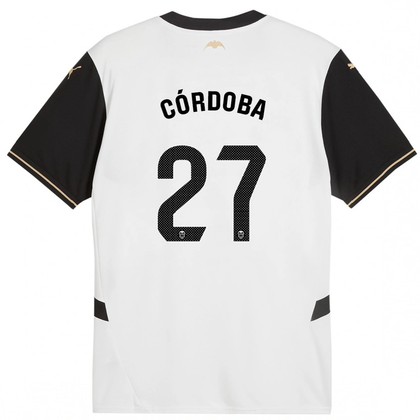 Danxen Mujer Camiseta Iker Córdoba #27 Blanco Negro 1ª Equipación 2024/25 La Camisa