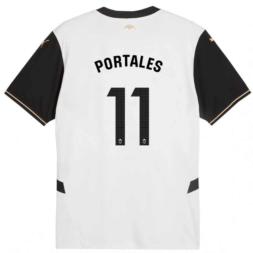 Danxen Mujer Camiseta Macarena Portales #11 Blanco Negro 1ª Equipación 2024/25 La Camisa