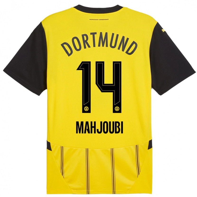 Danxen Mujer Camiseta Anas Mahjoubi #14 Amarillo Negro 1ª Equipación 2024/25 La Camisa